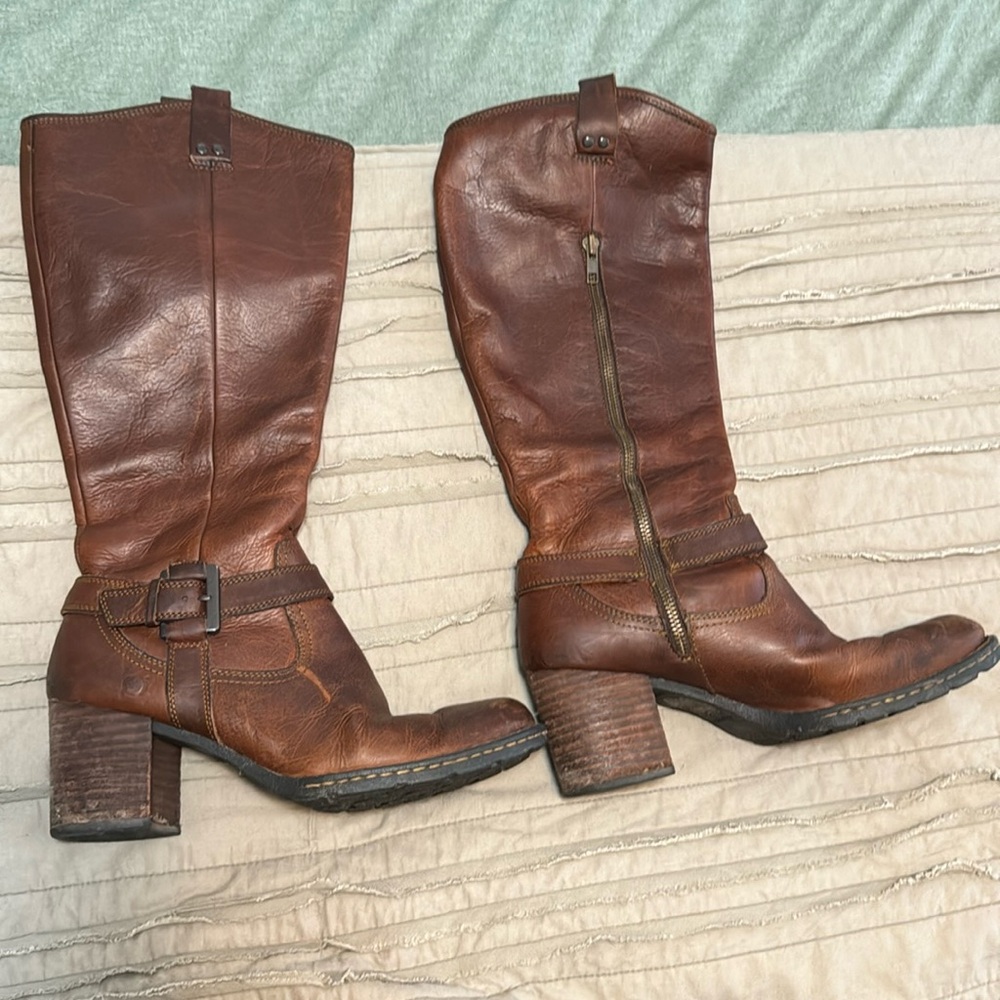 Born Evelyn Brown Leather Knee High Riding Boots
